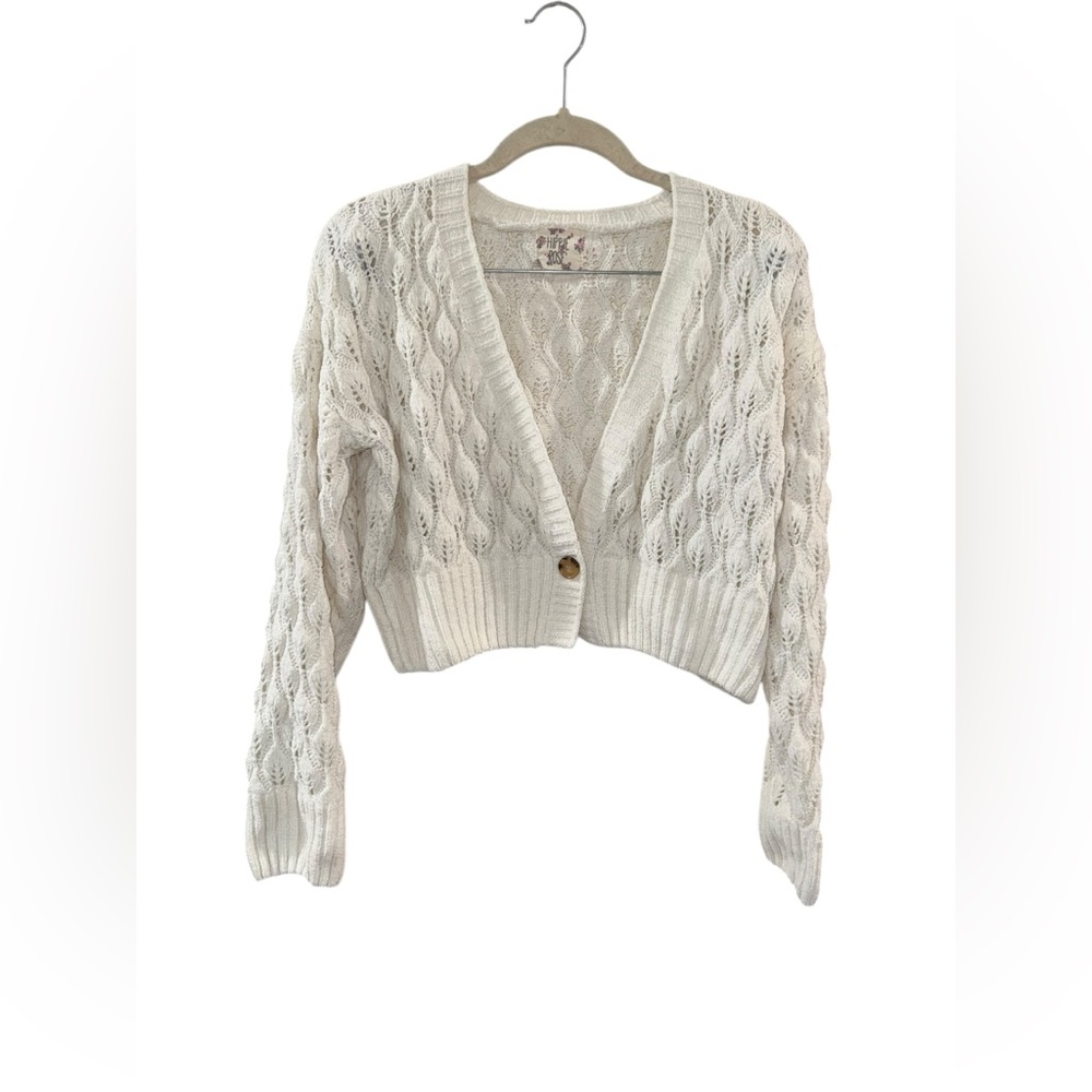 Hippie Rose Ivory Cable Knit Cardigan